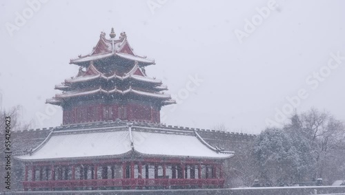 Wallpaper Mural Corner tower of Forbidden City stands in heavy snow, Beijing, China. Torontodigital.ca