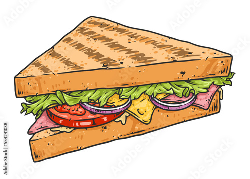 Lunch sandwich label colorful detailed