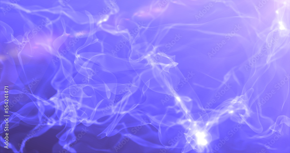 Abstract background of blue smoke in the rays of the sun, glowing beautiful waves from the air with particles of energy and magic