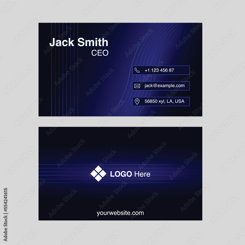 modern dark blue gaming business card design