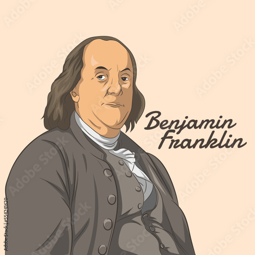 Vector illustration portrait of Benjamin Franklin