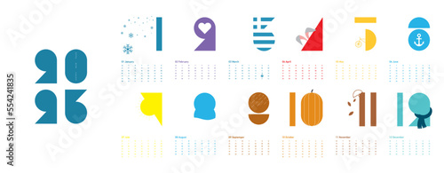 Calendar 2023 Vector illustration - Thematic Calendar - Printable