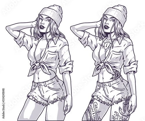 Beautiful cocky girl label monochrome