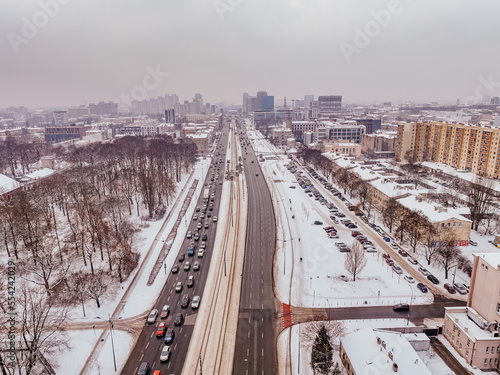 Panorama Łodzi w zime