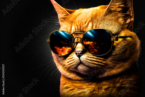 Obraz na plátně Funny cat in stylish sunglasses