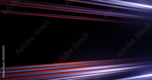 Render with stripes in perspective in orange and purple light © savelov