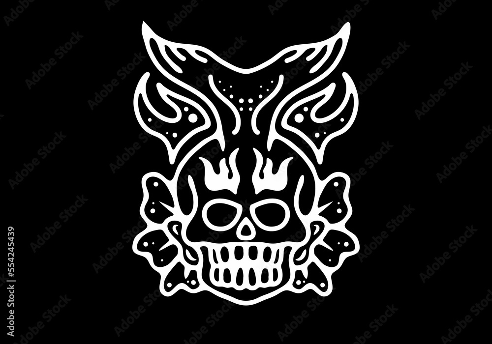 Tattoo art design of skull with whale tail horn Tattoo art design of skull with whale tail horn