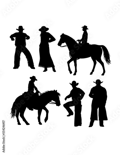 Cowboy and cowgirl activity silhouette