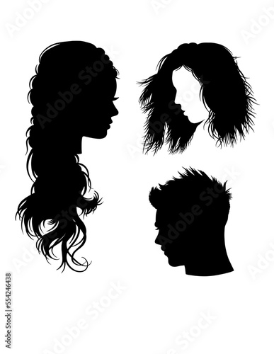 Silhouette of female hairstyle