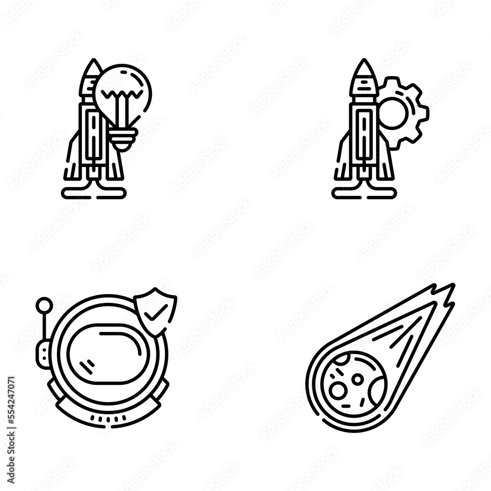 Linear Space and Astronomy Icons
