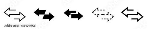 Conjunto de iconos de doble flecha. Flechas opuestas izquierda y derecha. Concepto de invertir sentido, intercambiar, cambio. Ilustración vectorial photo