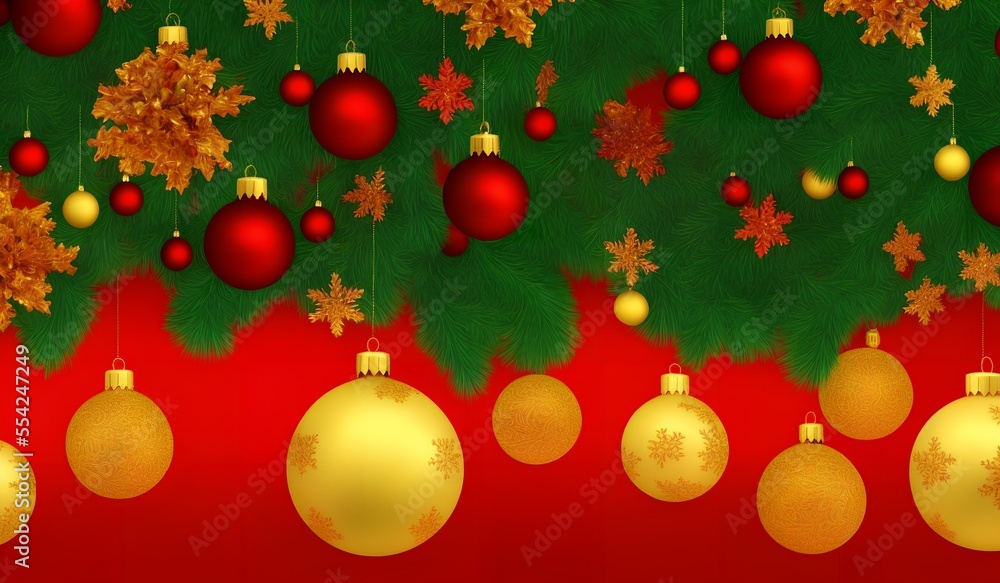 christmas background with christmas tree and balls, generative ai christmas background with christmas tree and balls, generative ai