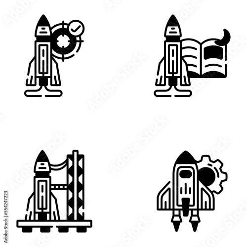 Black Space and Astronomy Icons 