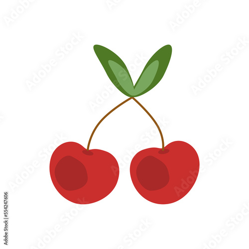 Wallpaper Mural illustrazione con coppia di ciliege rosse, picciolo e foglie su sfondo trasparente Torontodigital.ca