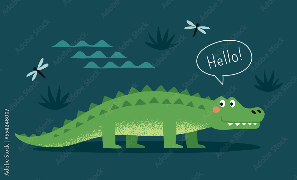 Obraz premium Cute crocodile character vector illustration.