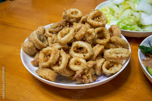 A golden and tempting deep-fried crispy squid ring