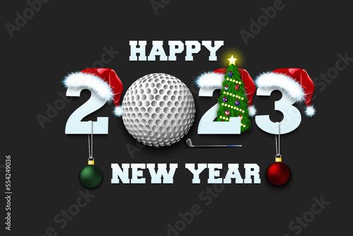 Happy New Year 2023 and golf ball