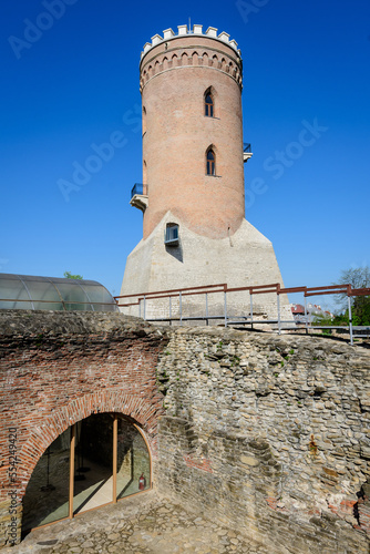 The Chindia Tower or Turnul Chindiei, old buildings and ruins at Targoviste Royal Court (Curtea Domneasca) in Chindia Park (Parcul Chindia) in the historical part of the city  in Romania photo