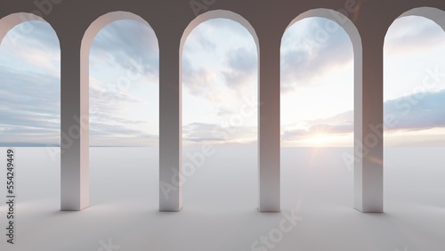 Fototapeta Naklejka Na Ścianę i Meble -  Architecture interior background empty arched pass 3d render