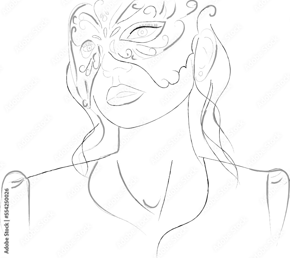 Woman in a mask beauty mysterious fashion look Vector illustration Woman in a mask beauty mysterious fashion look Vector illustration