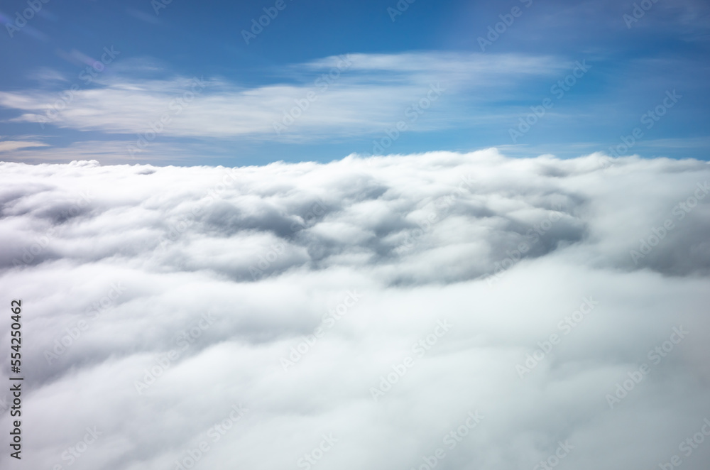 View of the sky and fluffy clouds in the nature View of the sky and fluffy clouds in the nature