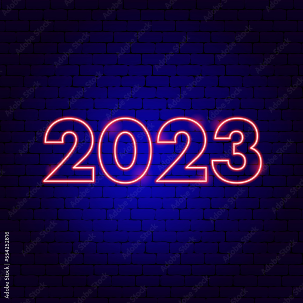 2023 Red Neon Year. Vector Illustration of Glowing Led Lamp Holiday Concept. 2023 Red Neon Year. Vector Illustration of Glowing Led Lamp Holiday Concept.