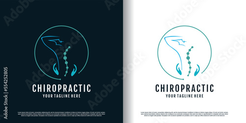 chiropractic logo design with creative concept premium vector