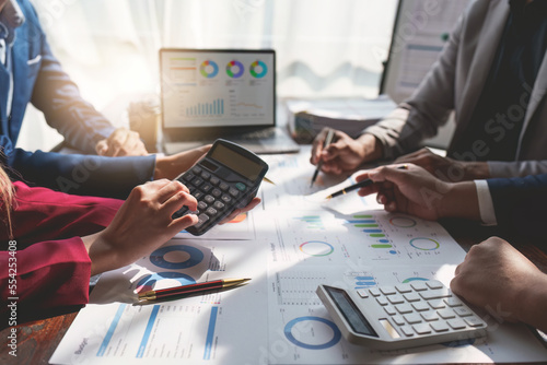 Close up Business team of financial analyze about company's graph profit. finance, strategy, meeting concept