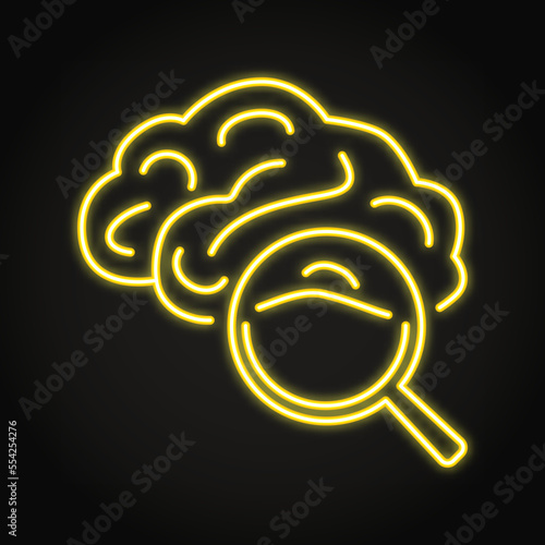 Human brain study neon icon