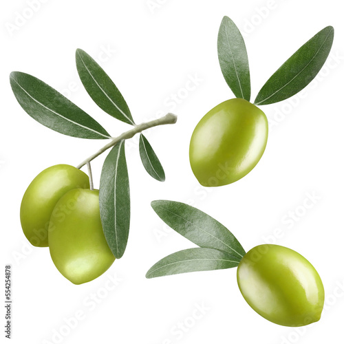 Wallpaper Mural Set of delicious olives with leaves, isolated on white background Torontodigital.ca