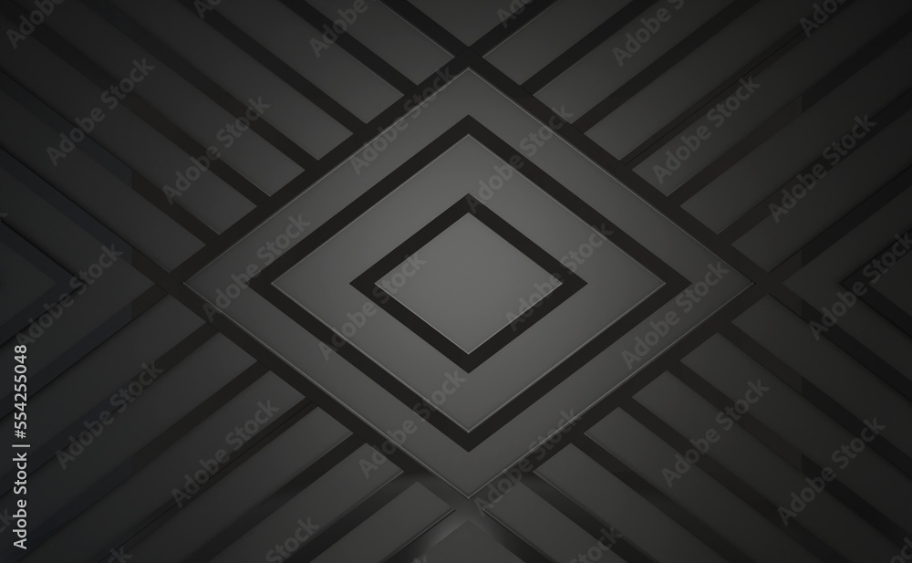 3D Rendering Black Geometric Architecture Background, Modern Geometric Wallpaper Background