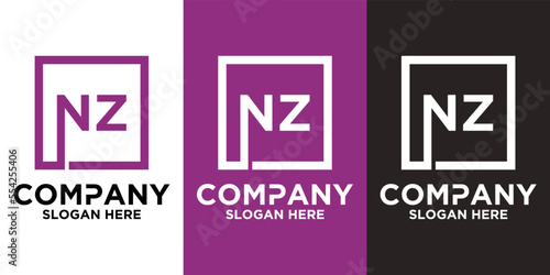 N Z lettering with square design vector template