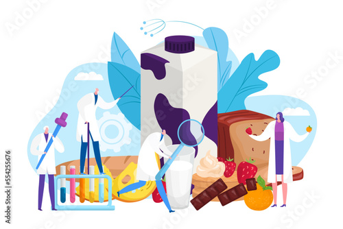 Allergen food design concept, vector illustration. Allergy treatment with doctor, medical help by medicine design. Flat dangerous elements
