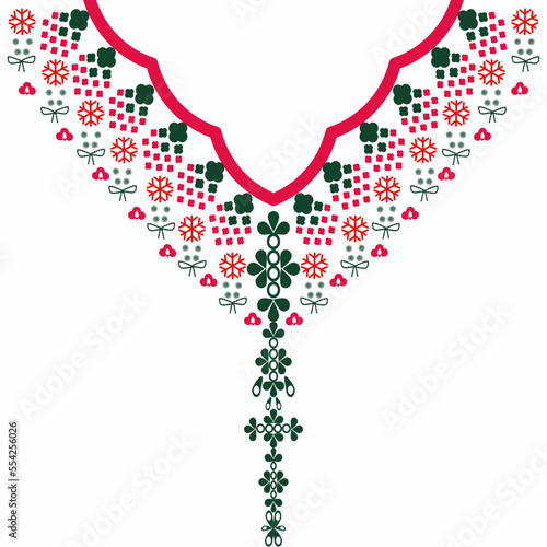 Neckline  geometric embroidery designs For the fabric surface, fashionable women wear.