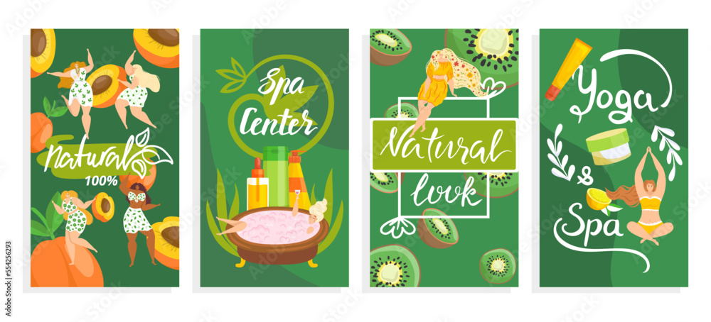 Organic natural beauty design banner at background, vector illustration. Nature cosmetic for healthy spa set, health care
