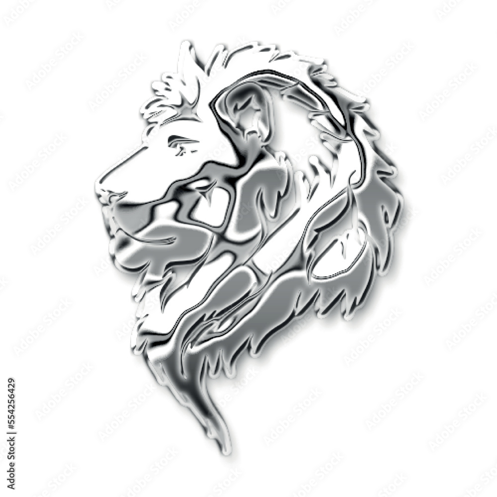 shinny silver chrome metallic effect lion shinny silver chrome metallic effect lion