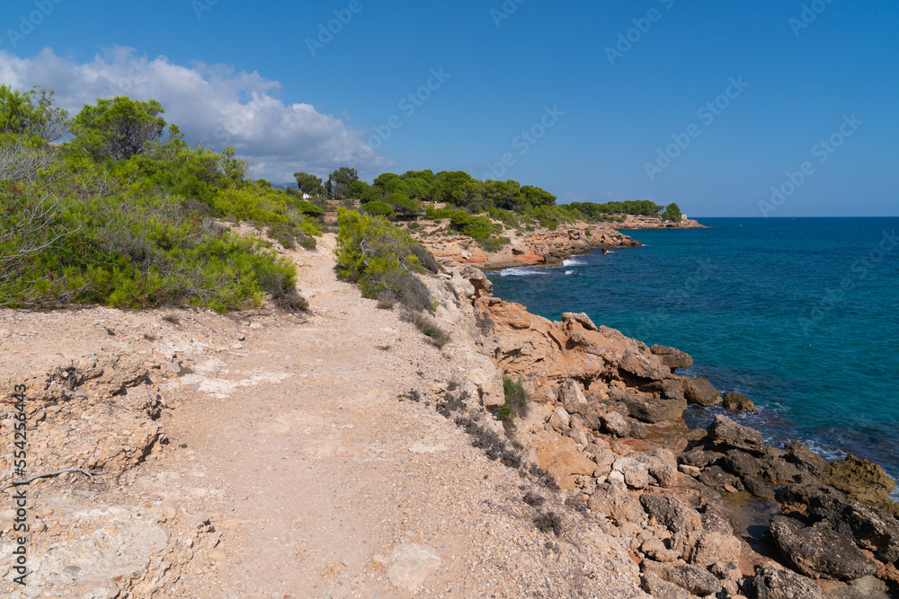 Coast path l'Ametlla del Mar north of Nautic camping Costa Dorada Tarragona Province Spain 