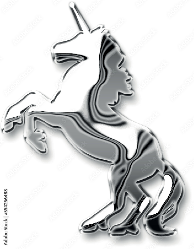 Obraz premium shinny silver chrome metallic effect unicorn