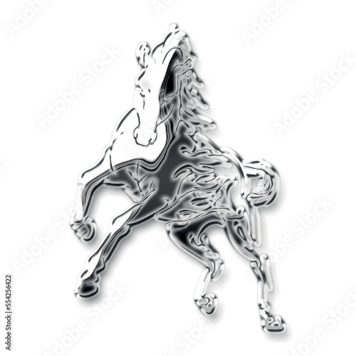 shinny silver chrome metallic effect horse