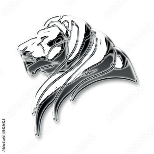 shinny silver chrome metallic effect lion