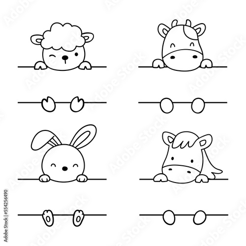 Draw animals farm name frame Printable cut file for kids