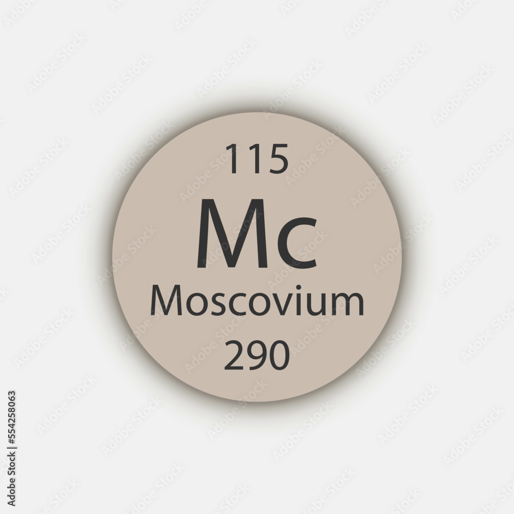 Moscovium symbol. Chemical element of the periodic table. Vector illustration. Moscovium symbol. Chemical element of the periodic table. Vector illustration.