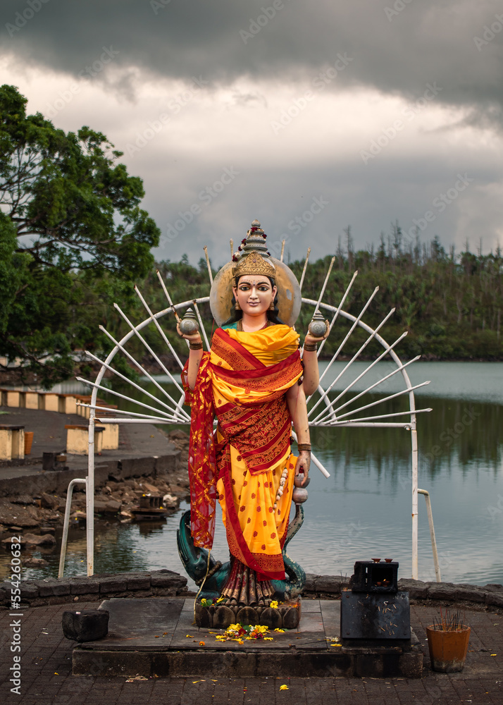Grand bassin is a relegious place for meditation, pray and relax. Famous touristical destination in Mauritius island. More hidu gods statue in this place