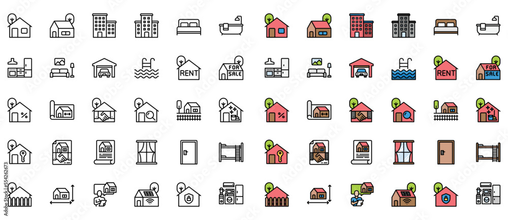 Real Estate Vector Icons, Home, Building, Apartment Real Estate Vector Icons, Home, Building, Apartment