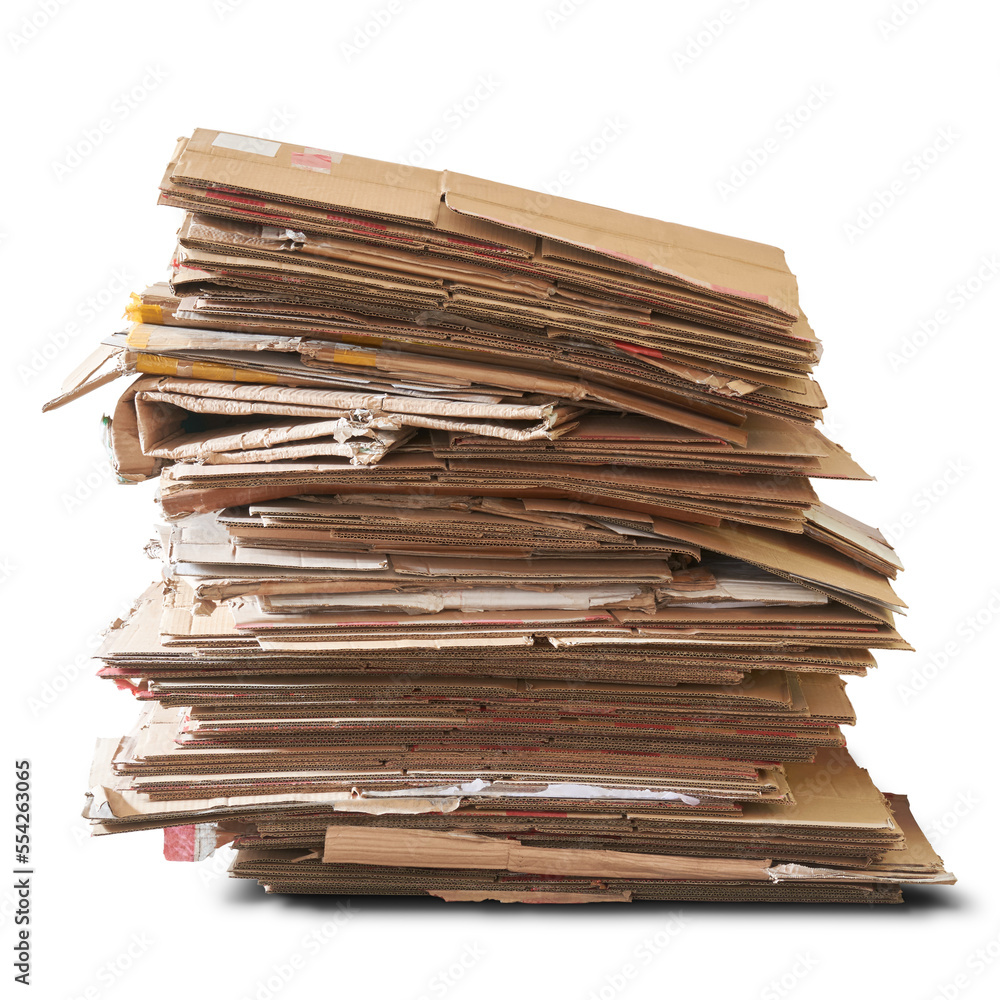stack of cardboard, pile of waste corrugated cardboard used in packaging for recycling isolated stack of cardboard, pile of waste corrugated cardboard used in packaging for recycling isolated