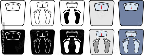 Bathroom Weight Scale Clipart Set - Outline, Silhouette & Color