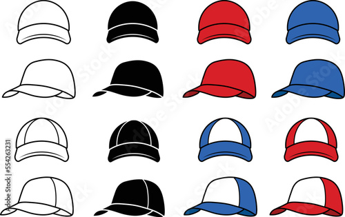 Baseball Hat Clipart - Outline, Silhouette & Color
