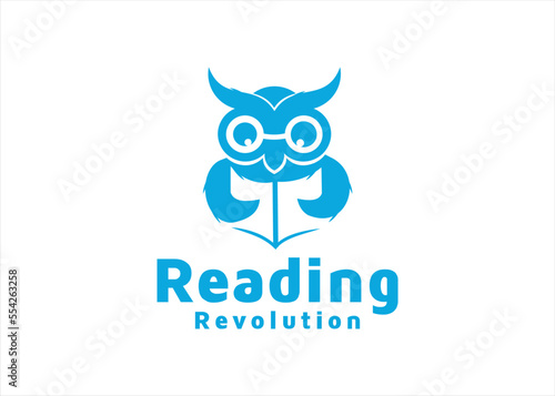 owl book logo design mascot education learning