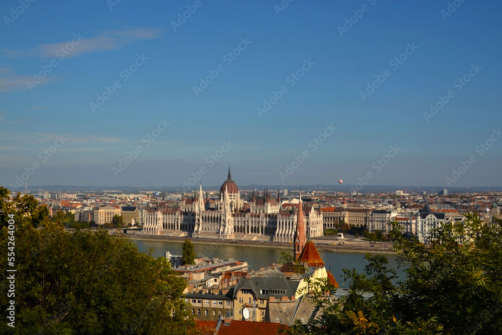 Hungarian Parliament and the river Danube on a sunny day