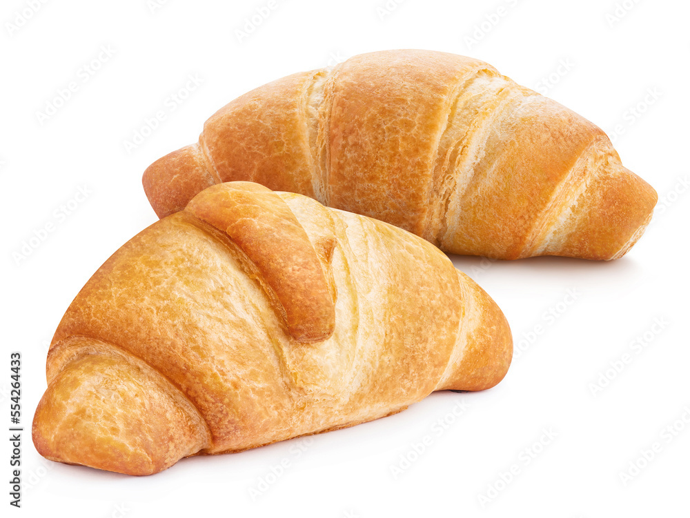 Delicious croissants, isolated on white background